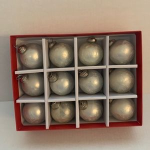 Martha Stewart Christmas Ornaments Crackeled Silver Set of 12